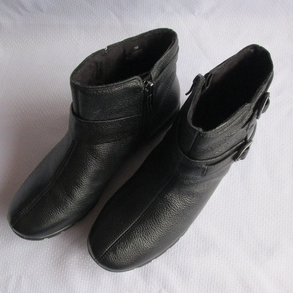 💫 SOLD - EASY SPIRIT AURELIA AUTHENTIC LEATHER BLACK ANKLE BOOTS - SIZE 7 - Picture 4 of 15